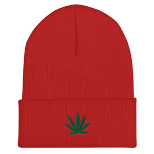 Cuffed Beanie with hemp leaf