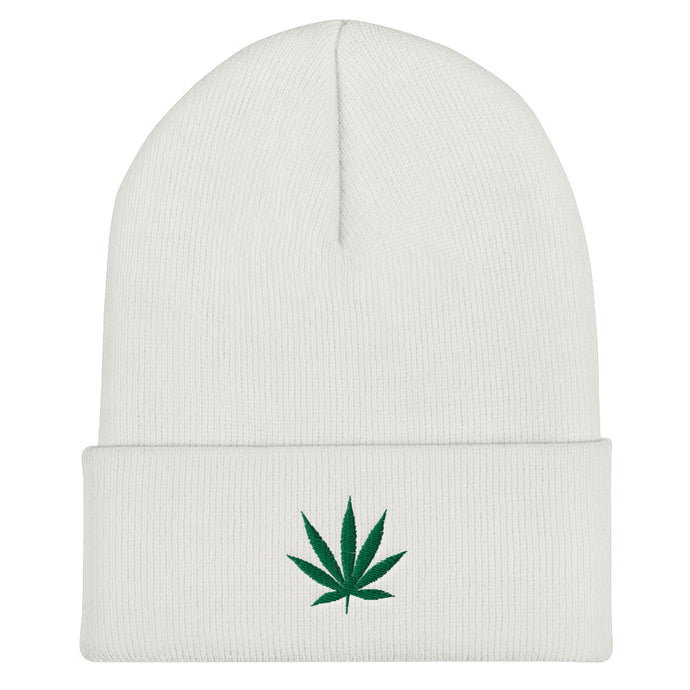 Cuffed Beanie with hemp leaf